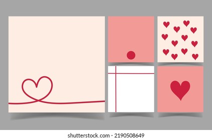 heart and dot on pink background. memo template