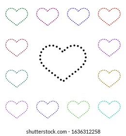 Heart of dots multi color style icon. Simple thin line, outline vector of heartbeat icons for ui and ux, website or mobile application