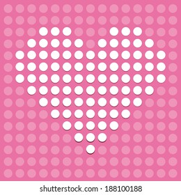 Heart of dots on a pink background