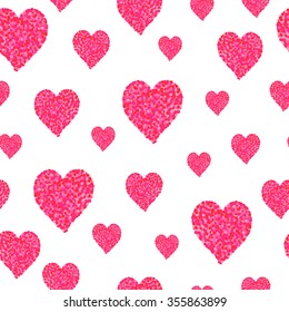 Heart of dots. Seamless vector pattern with hearts. Colorful background for St. Valentine's Day.