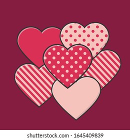 corazón con ilustración de patrón de líneas y puntos