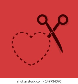 Heart Dotted Line With Scissors 