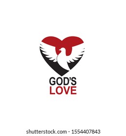 heart and dove icon isolated on white background 