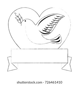 heart with dove of peace icon