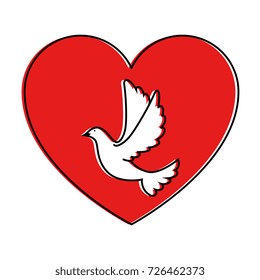 heart with dove of peace icon