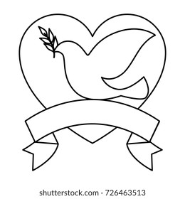 heart with dove of peace icon
