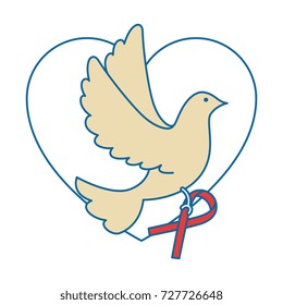 heart with dove of peace icon