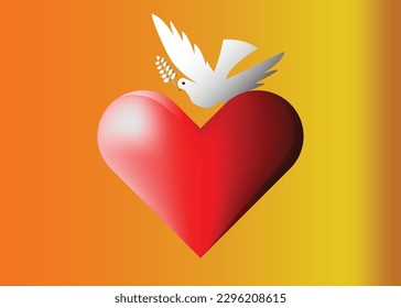 heart with dove peace vector for background unity concept presentation logo web  