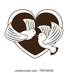 heart with doves icon