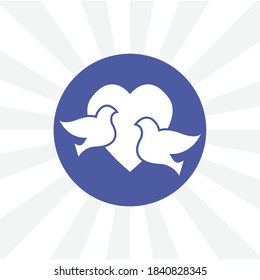 heart with doves love isolated vector icon. design element