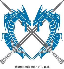 heart of dragons. stencil. vector illustration