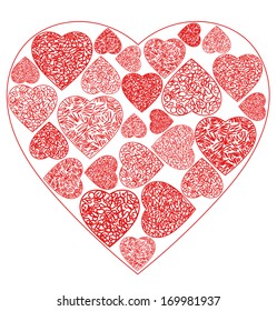 heart drawing with 3 different hearts inside