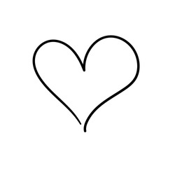 Heart. Drawing By Hand. Illustration Of The Heart. White Background. Black Outline. The Line In The Form Of Heart. Cute, Love, Spring, A Declaration Of Love. Minimalism. Heart To Clip Art.