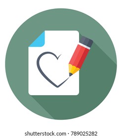 
Heart Drawing Flat Colored Icon
