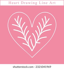 Heart drawing line art vector for use