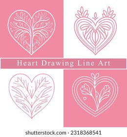 Heart drawing line vector for use