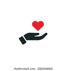 Heart drawing on palm. Vector