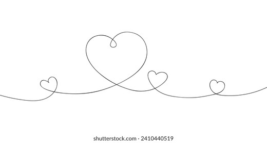 A heart drawing in one line. Hearts vector icon.