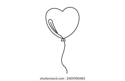 Dibujo cardíaco. un solo dibujo de línea continua de los corazones de los globos.Concepto de San Valentín. ilustración para postales, tarjetas de visita, invitaciones, tarjetas de boda, San Valentín. 