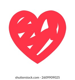 Heart drawing symbol. Doodle style red icon. Vector illustration.