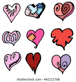 Heart. Drawn by hand. Vector. Illustration. Multicolored.