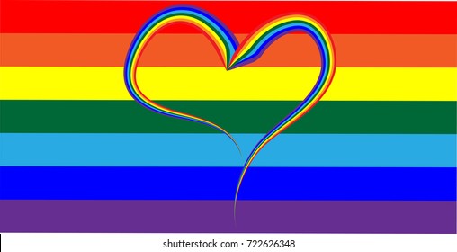 A heart drawn by a rainbow on the background The official flag of the Gay Pride Movement. Rainbow, background
