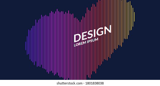 A heart drawn with lines on a dark background. Vector illustration of a symbol of love and romance.