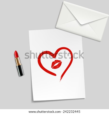 Heart Drawn On Sheet Paper Lipstick Royalty Free Stock Image