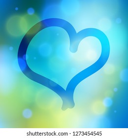 Heart drawn on a window over blurred background beyond, vector realistic illustration, loneliness sadness and missing beautiful art.