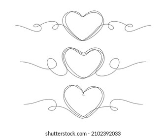 Heart drawn one line. Wedding, love concept sketch vector illustration