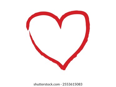 Heart drawn with red brush stroke