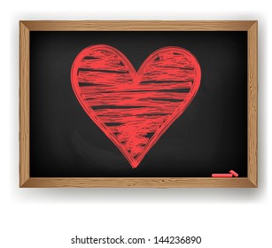 heart drawn in red chalk