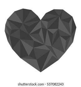 Heart drawn in the triangulation style  and shade gray. Vector eps 10