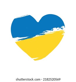 The heart is drawn in two colors: blue and yellow, flat vector, isolated on white