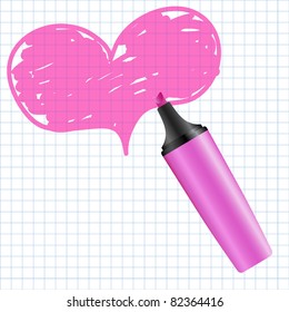 Heart drawn using a marker. Vector illustration.