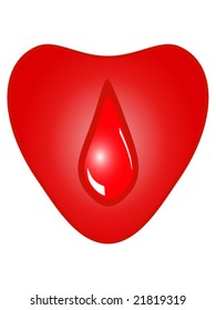 Heart with drop of blood