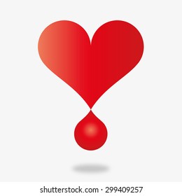 Heart with drop of blood
