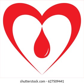 heart and drop blood icon vector format