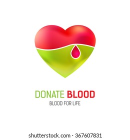 Heart and drop of blood logo
