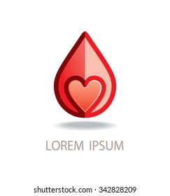 Heart in drop. logo design template.