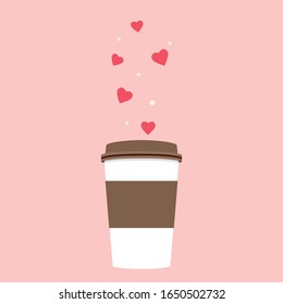 Heart drop on coffee cup. Coffee cup vector.