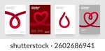 Heart and drop shape design from red lines for background, poster or cover. Layout for World Blood Donor Day, Medicine or Hospital. 
