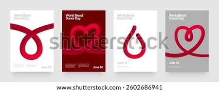 Heart and drop shape design from red lines for background, poster or cover. Layout for World Blood Donor Day, Medicine or Hospital. 