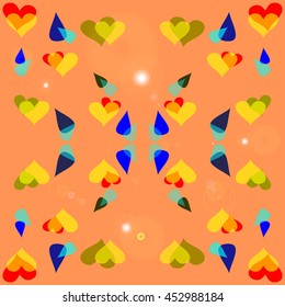 Heart and drops. Background or pattern of drops and hearts