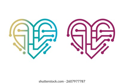 A heart with a dual theme Animated Smart Watch With Alpha Art vector illustration of digital loving heart