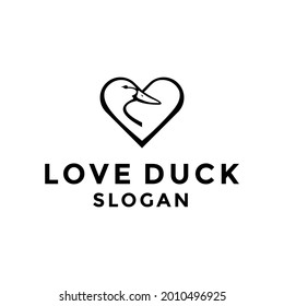 heart and duck logo, icon and vector