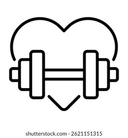 Heart with dumbbell fitness icon	
