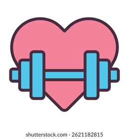 Heart with dumbbell fitness icon	
