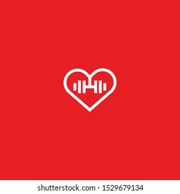 Heart dumbbell vector logotype. Love sport fitness gym workout icon logo