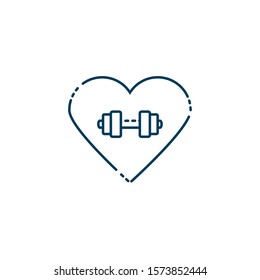 heart with dumbbell weight lifting workout accessory vector illustration design